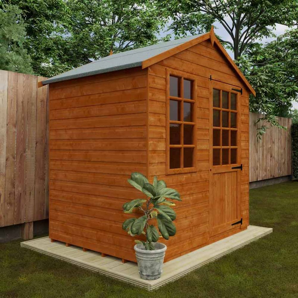 Buttercup Farm 5 x 7 Feet Simple Summer Room 12mm Shed - Solid Wood/Softwood/Pine in Burnt Orange 4
