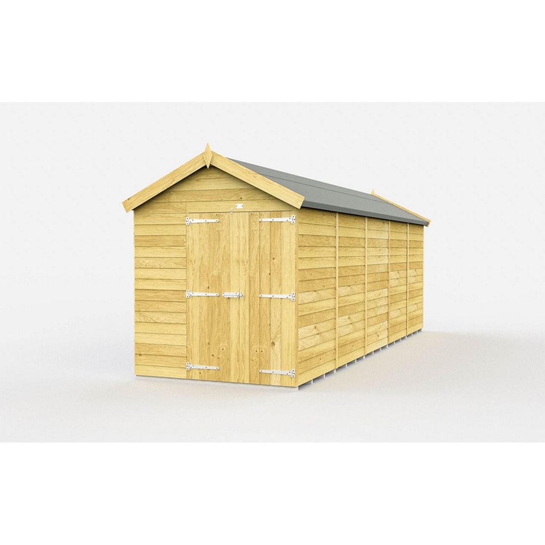 Buttercup Farm 7 x 19 Feet Apex Shed - Double Door W/O Window - L560 x W214 x H217 cm in Brown