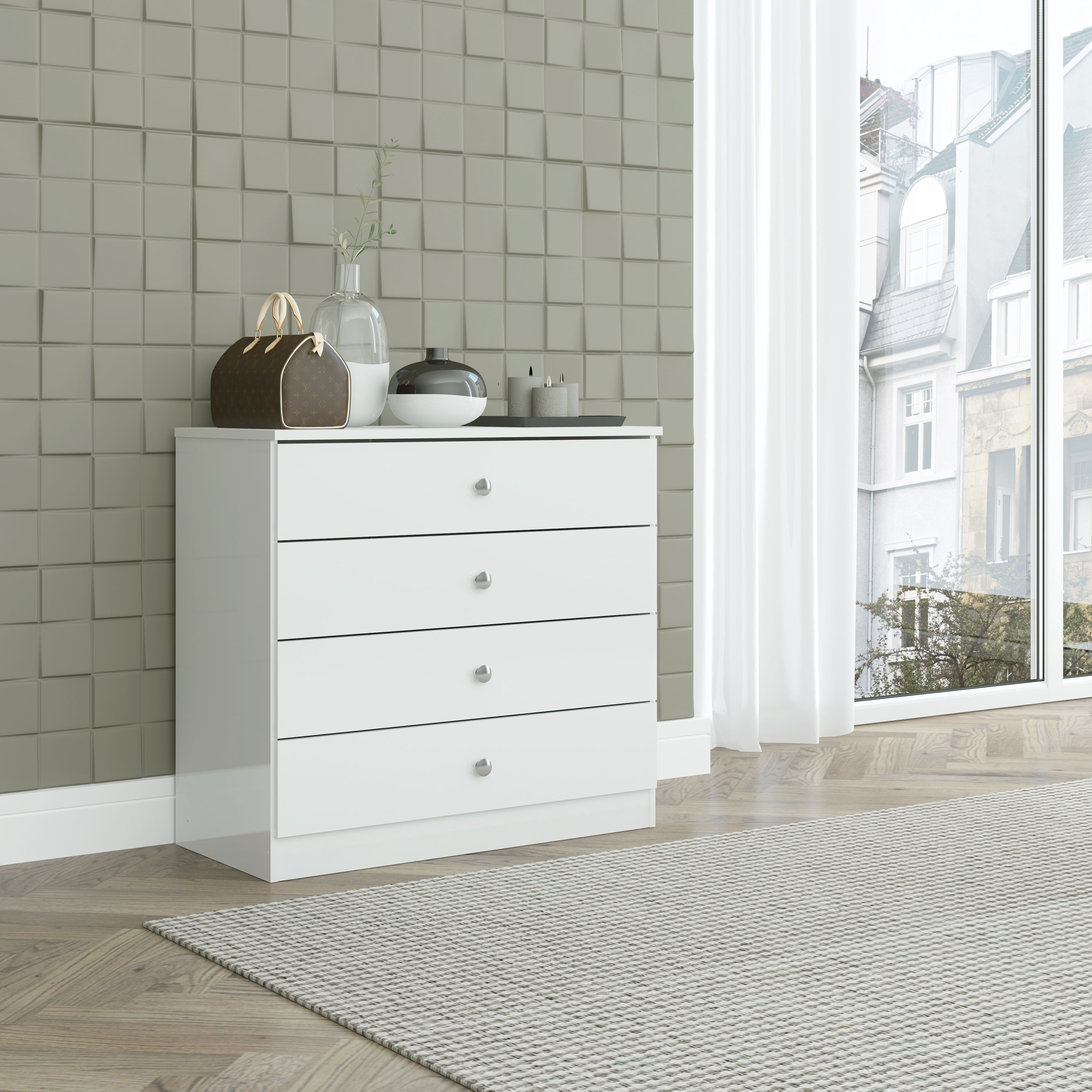 Seconique Denver 4 Drawer Chest in White