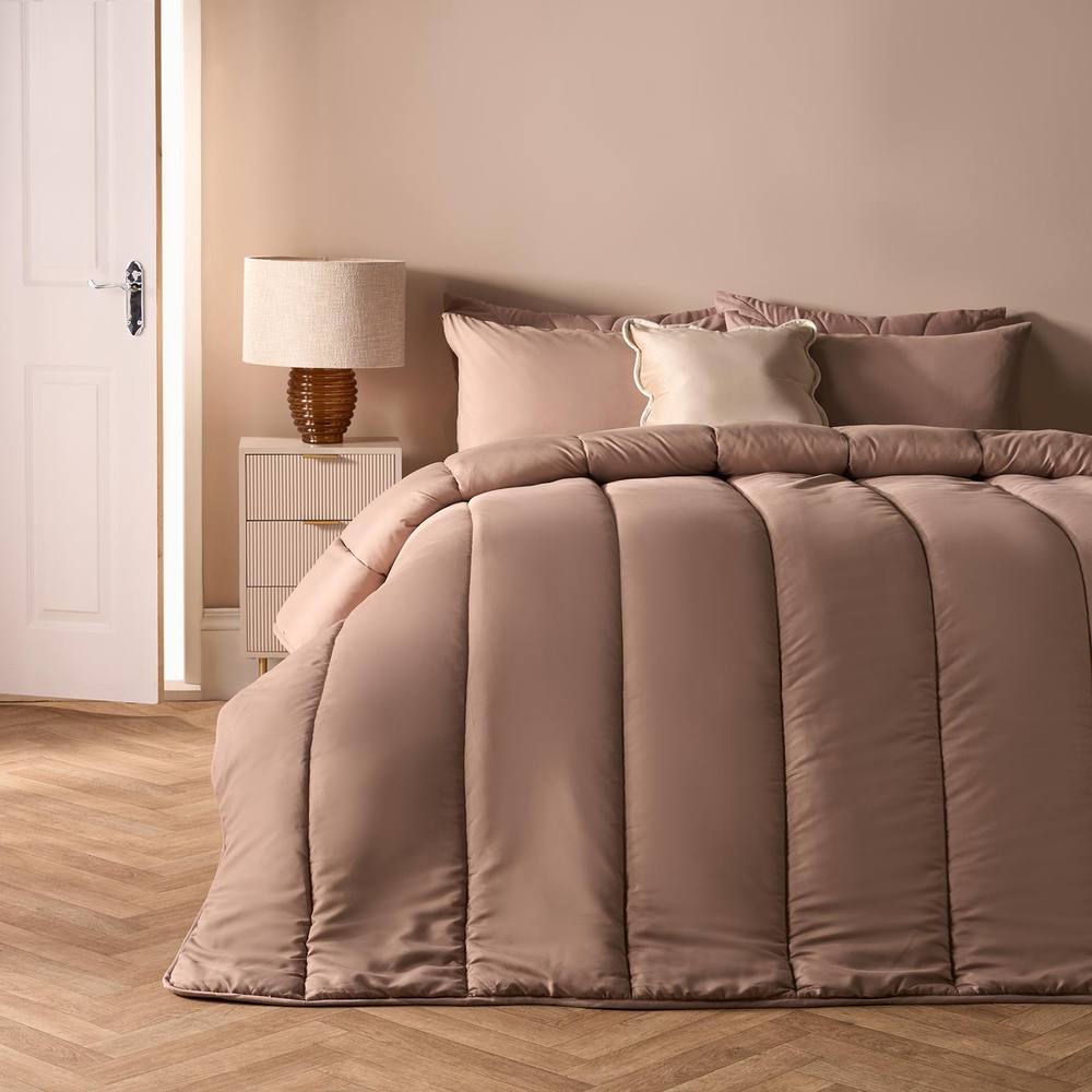 OHS Plain 10.5 TOG Coverless Duvet with Pillowcase Bedding Set in Natural