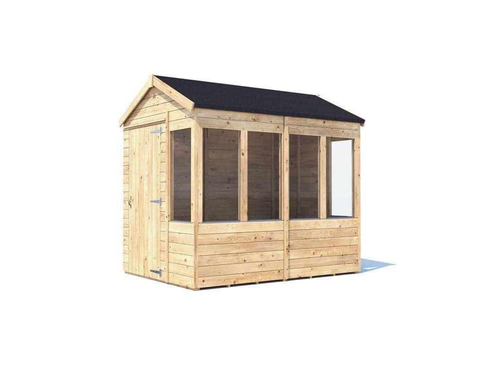 Dunster House Wooden Potting Shed Apex Roof W6' x D8' (W1.8m x D2.4m) Overlord Modular in Brown