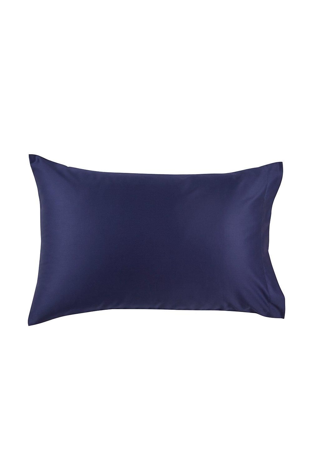 CHRISTY 400TC Luxury Cotton Sateen Plain Dye King Pillowcases Pair in Navy