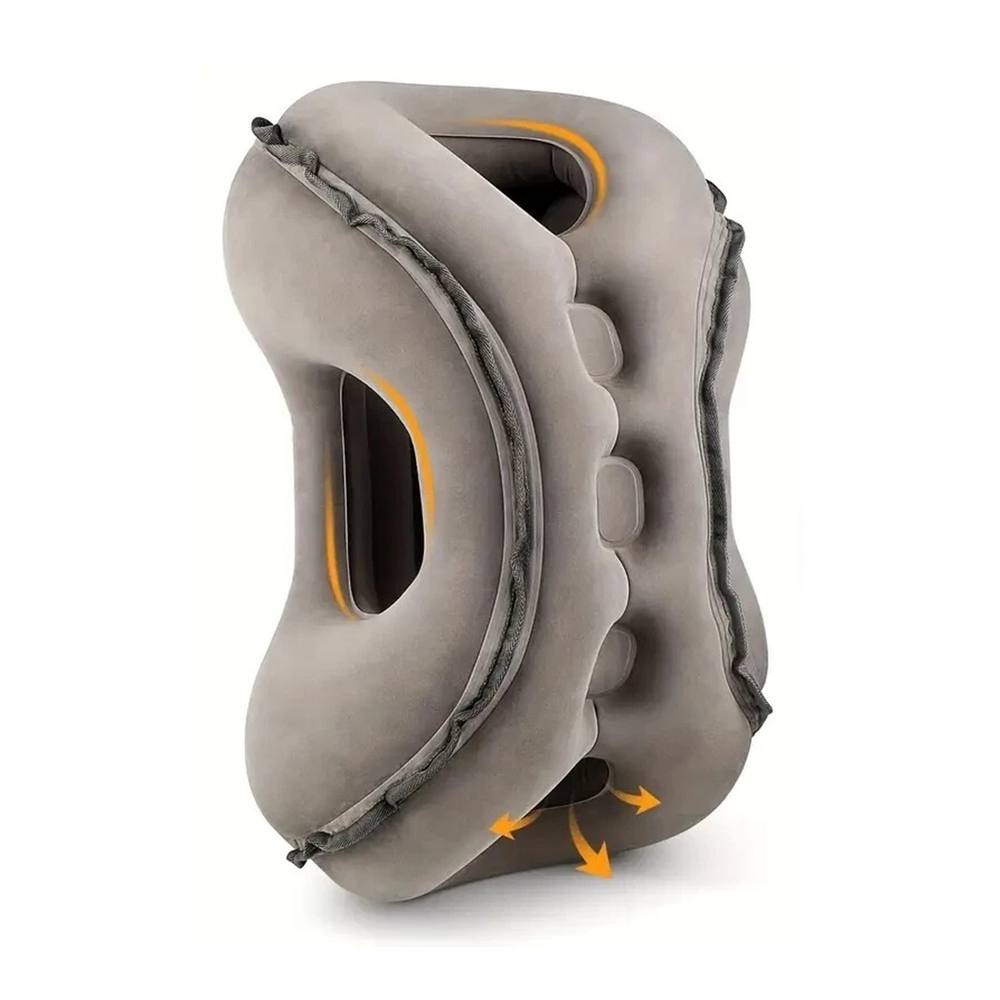 Kelvenix Inflatable Travel Pillow for Airplane Support Head in Light Grey