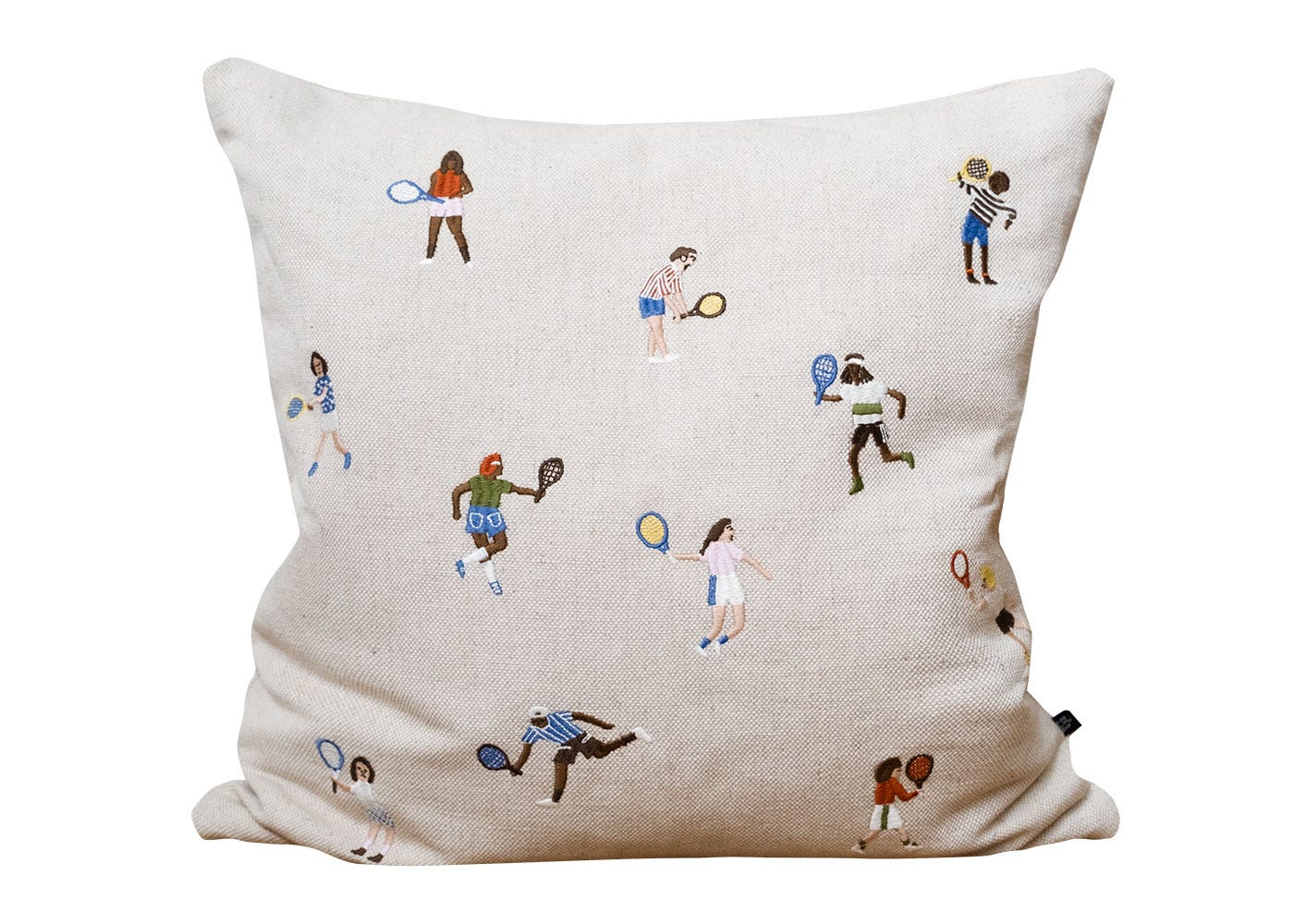 Fine Little Day Tennis Embroidered Cushion 48 x 48cm