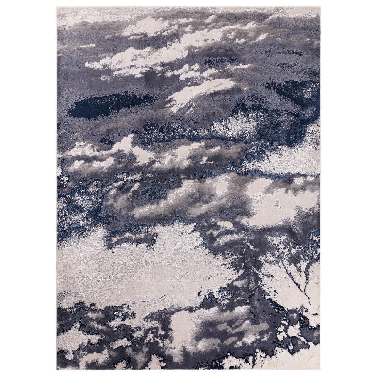 Luna Storm 120x170cm Rug, Square, Navy Polyester | W120cm | Barker & Stonehouse