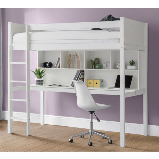 Titan Wooden High Sleeper Bunk Bed In Surf White