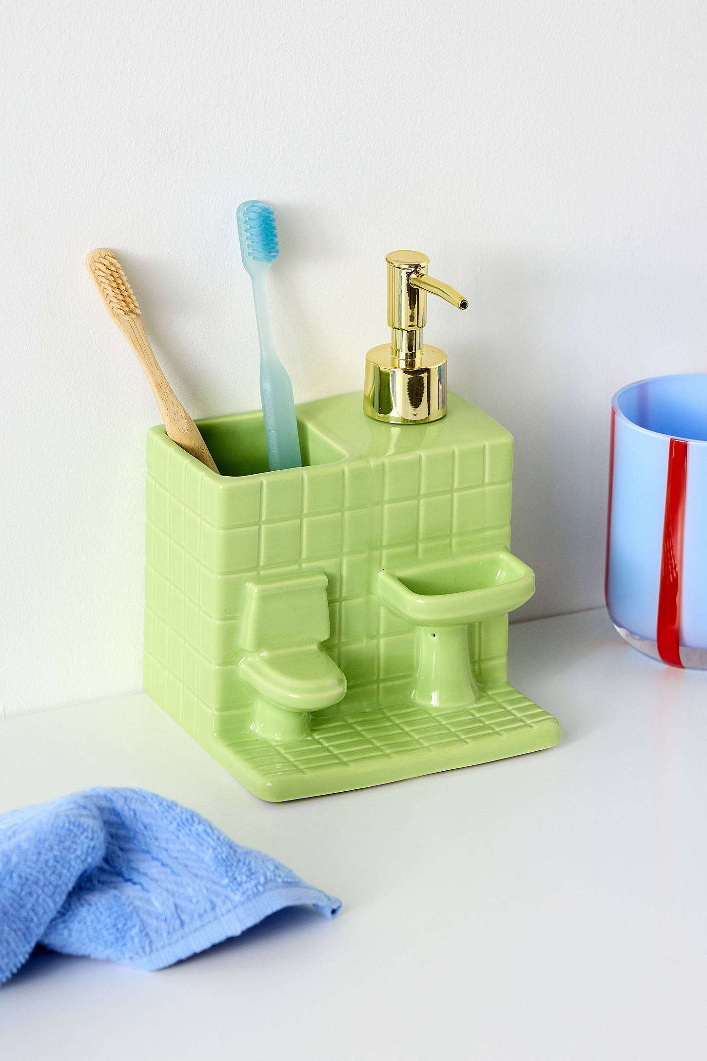 Bathroom Soap Dispenser Set - Green