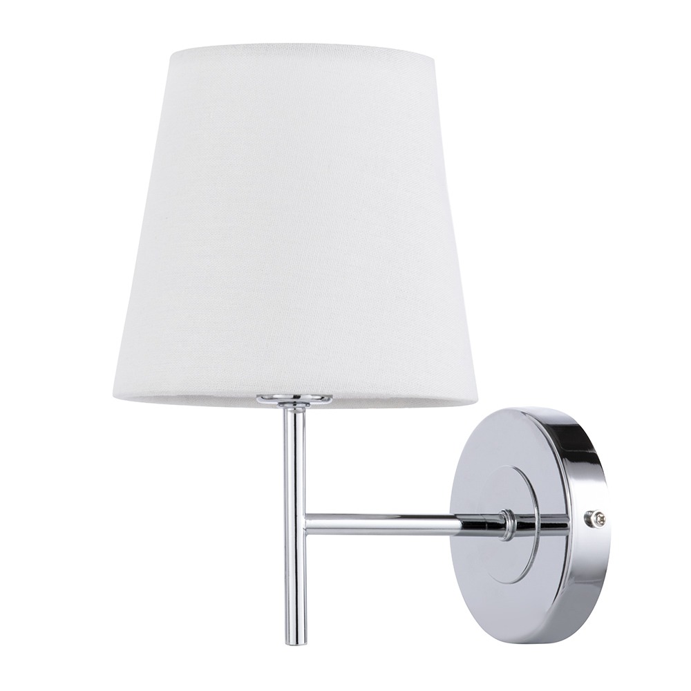 Mira Wall Light with Natural Shade, Chrome