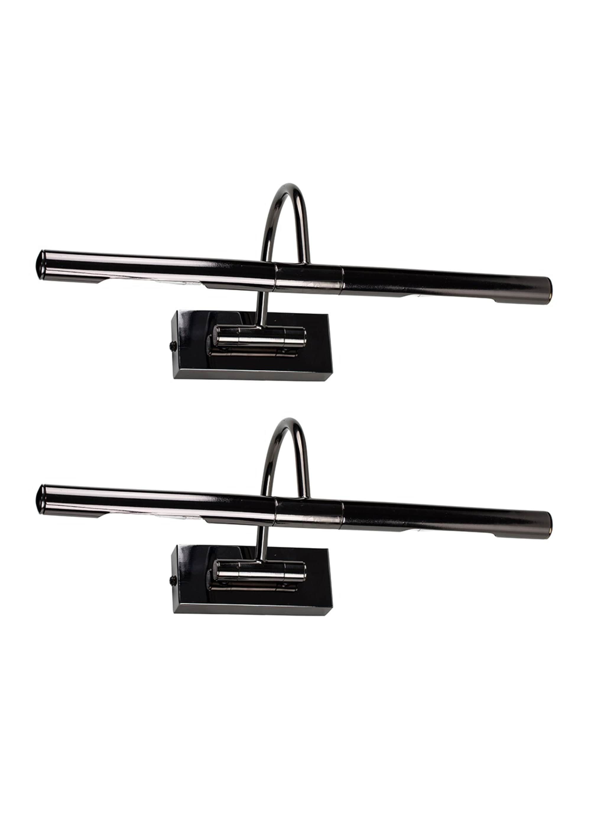 ValueLights Capri Pair Black Chrome Adjustable Twin Bulb Picture Wired Wall Lights