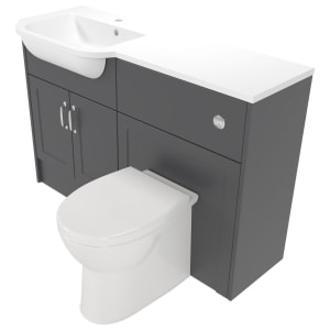 Deccado Padworth Charcoal Grey Left Hand 1200mm Fitted Vanity & Toilet Pan Unit Combination with Left Hand Basin