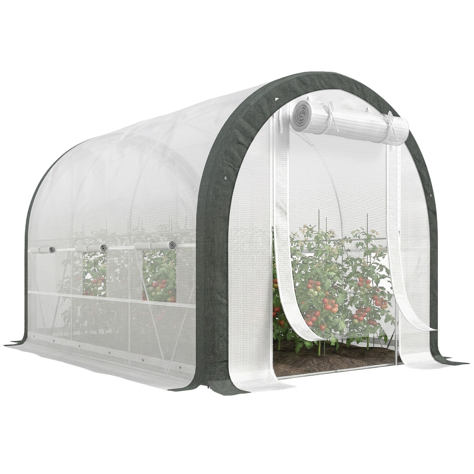 OUTSUNNY 3 x 2 x 2 m Polytunnel Greenhouse Pollytunnel Tent Steel Frame in White 2