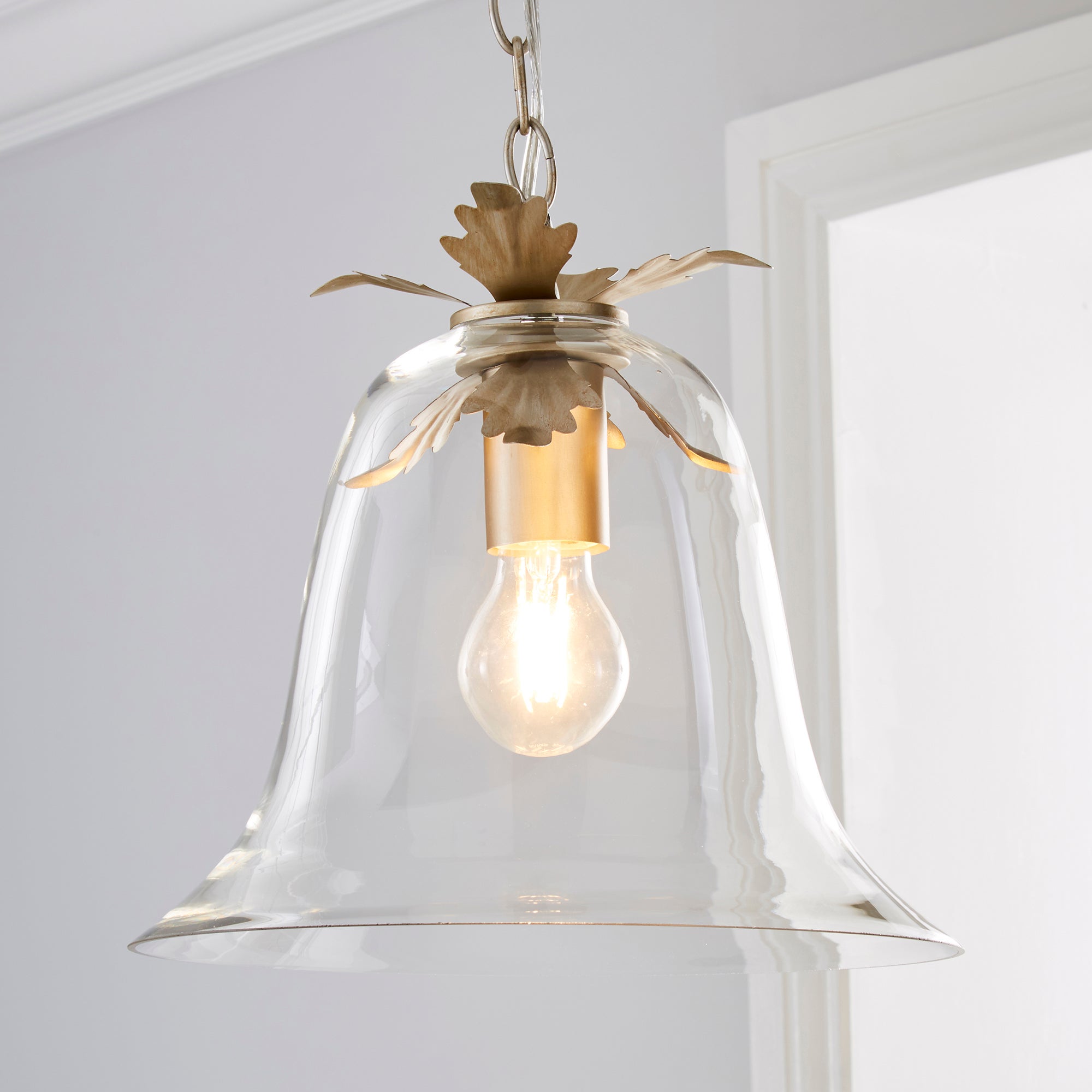 Mase Bell 1 Light Pendant Glass Ceiling Fitting Clear