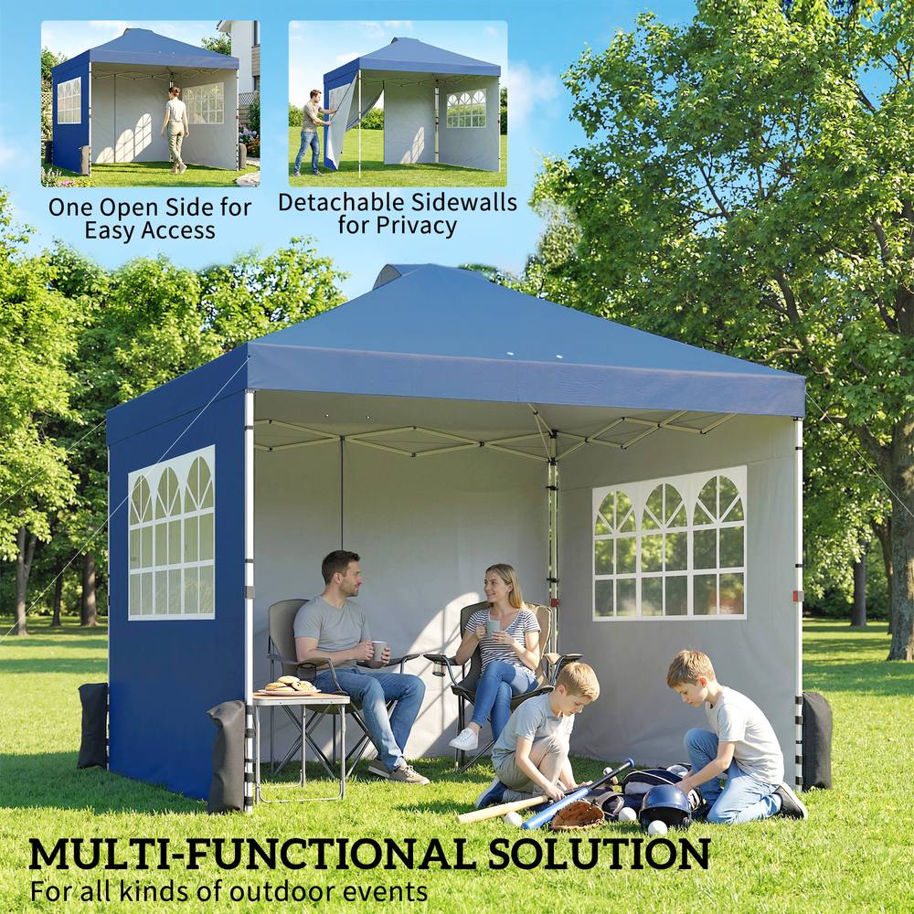 OUTSUNNY Pop Up Canopy Waterproof Height Adjustable 3 x 3 (m) in Blue 4