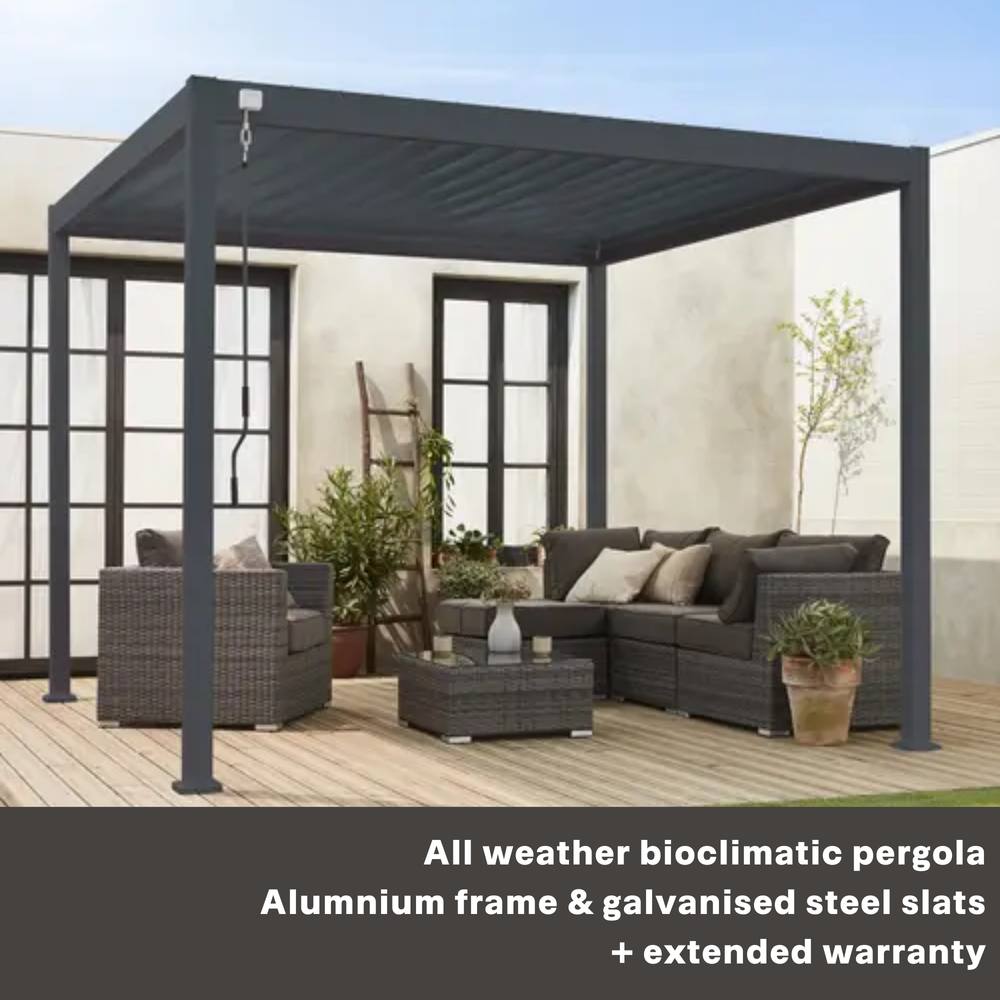sweeek Louvered Pergola Aluminium 4 X 3m in Dark Grey