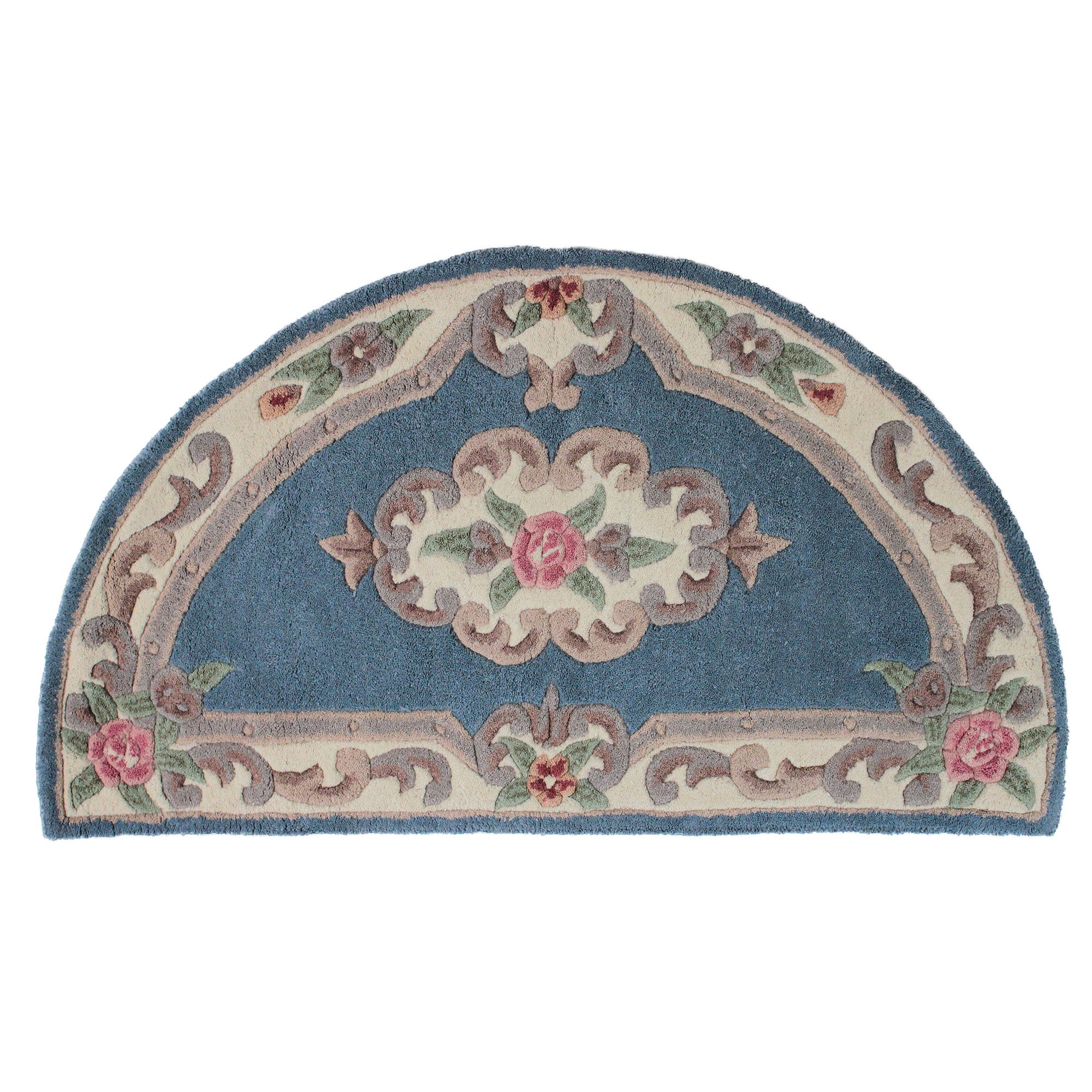 Lotus Premium Aubusson Half Circle Rug Blue
