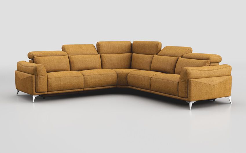 Yellow Fabric Gattolino 2 Corner 2 Static Sofa with Manual Head Tilt