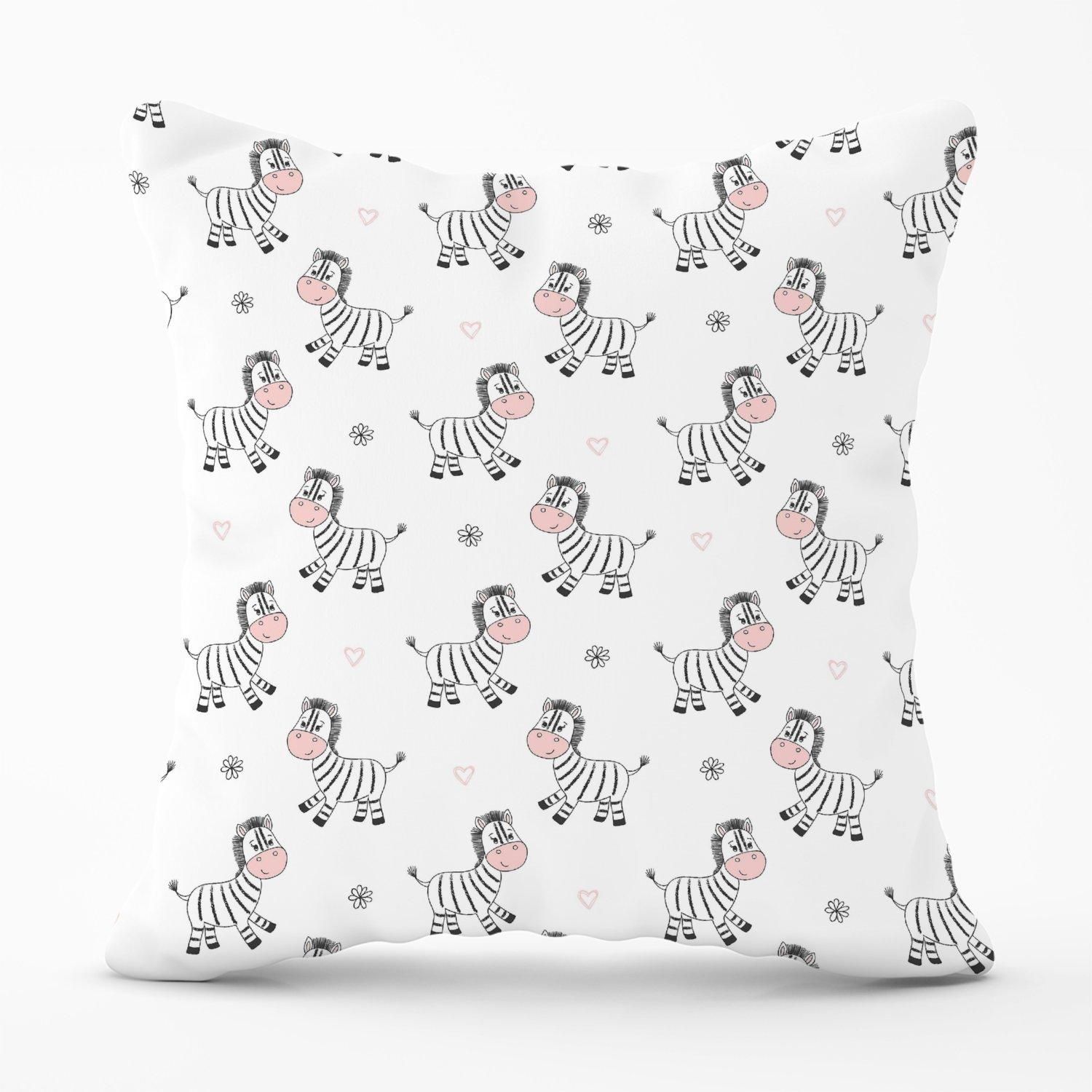 Warren Reed - Designer Cute Hand Drawn Zebra Outdoor Cushion in White
