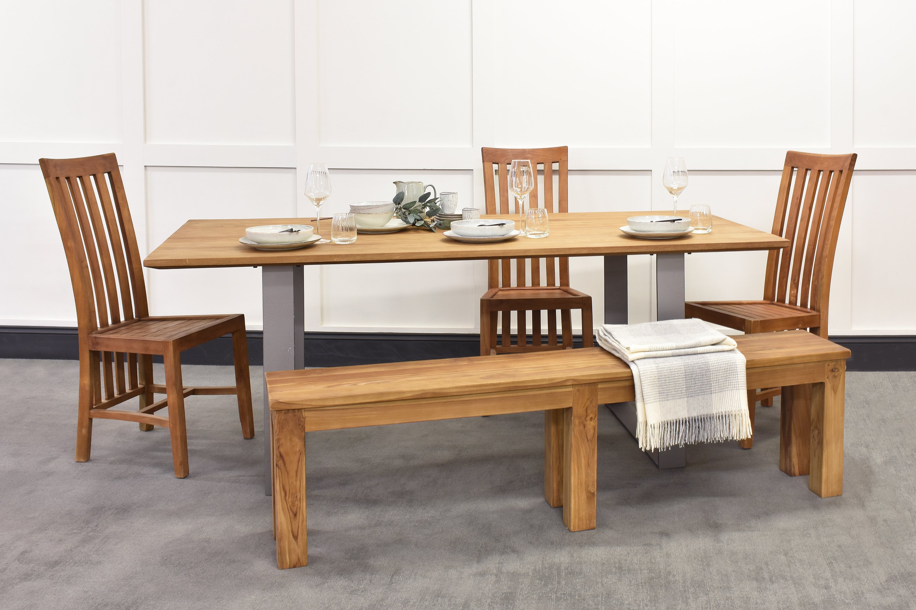 Culham Dining Table, Geneva Chairs & Bench Bundle