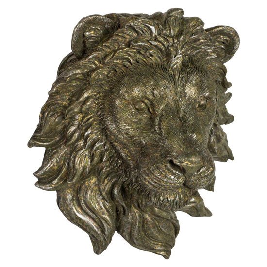 Maverick Metal Wall Mounted Lion Head Sculpture In Antique Bronze