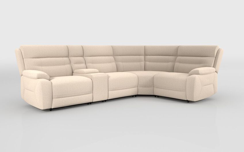 White Fabric Fenton 3 Corner 1 Sofa with Console