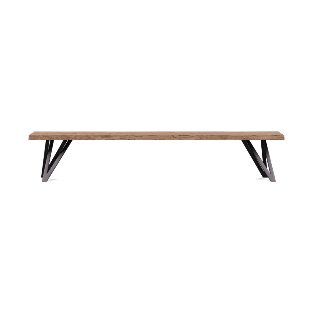 Heal's Vienna Bench 220x35cm Smoked Oiled Oak Natural Edge Filled