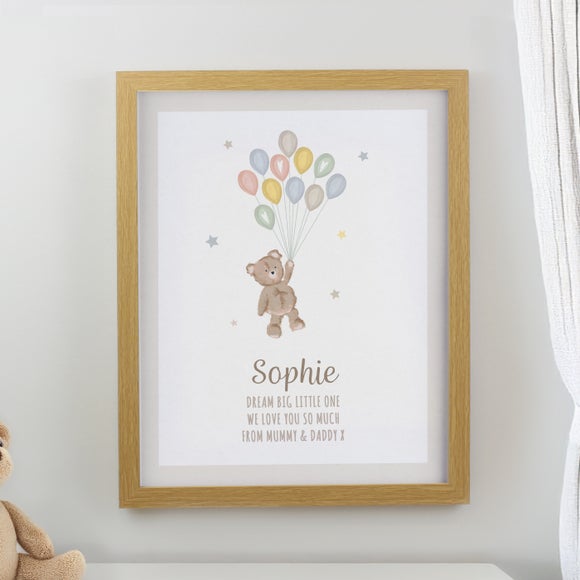 Personalised Teddy Balloon Poster Frame