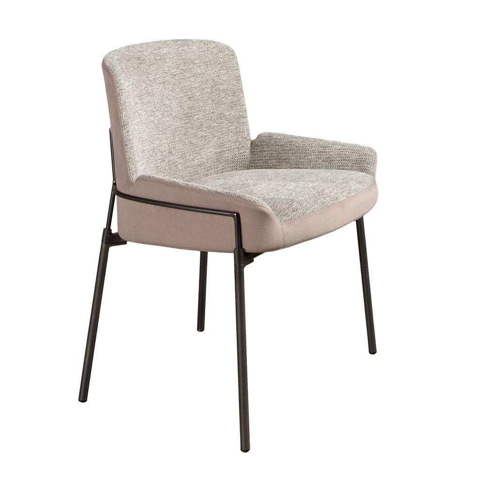 Angel Cerda Grey Fabric & Brown Velvet Dining Chair Darkened