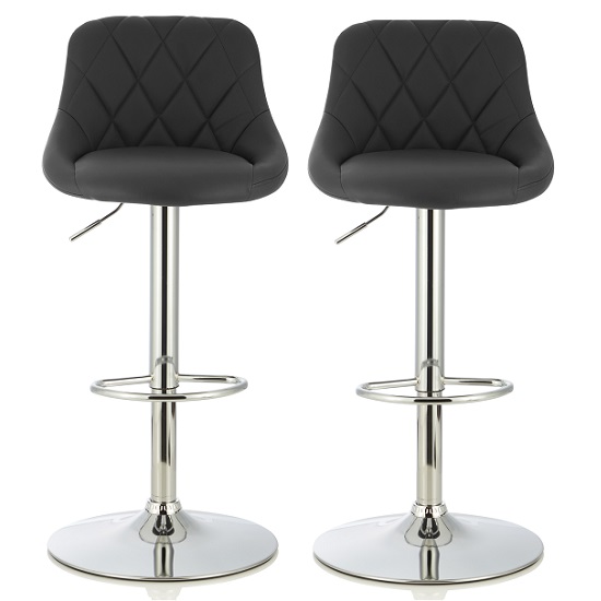 Trezzo Modern Bar Stool In Black Faux Leather In A Pair