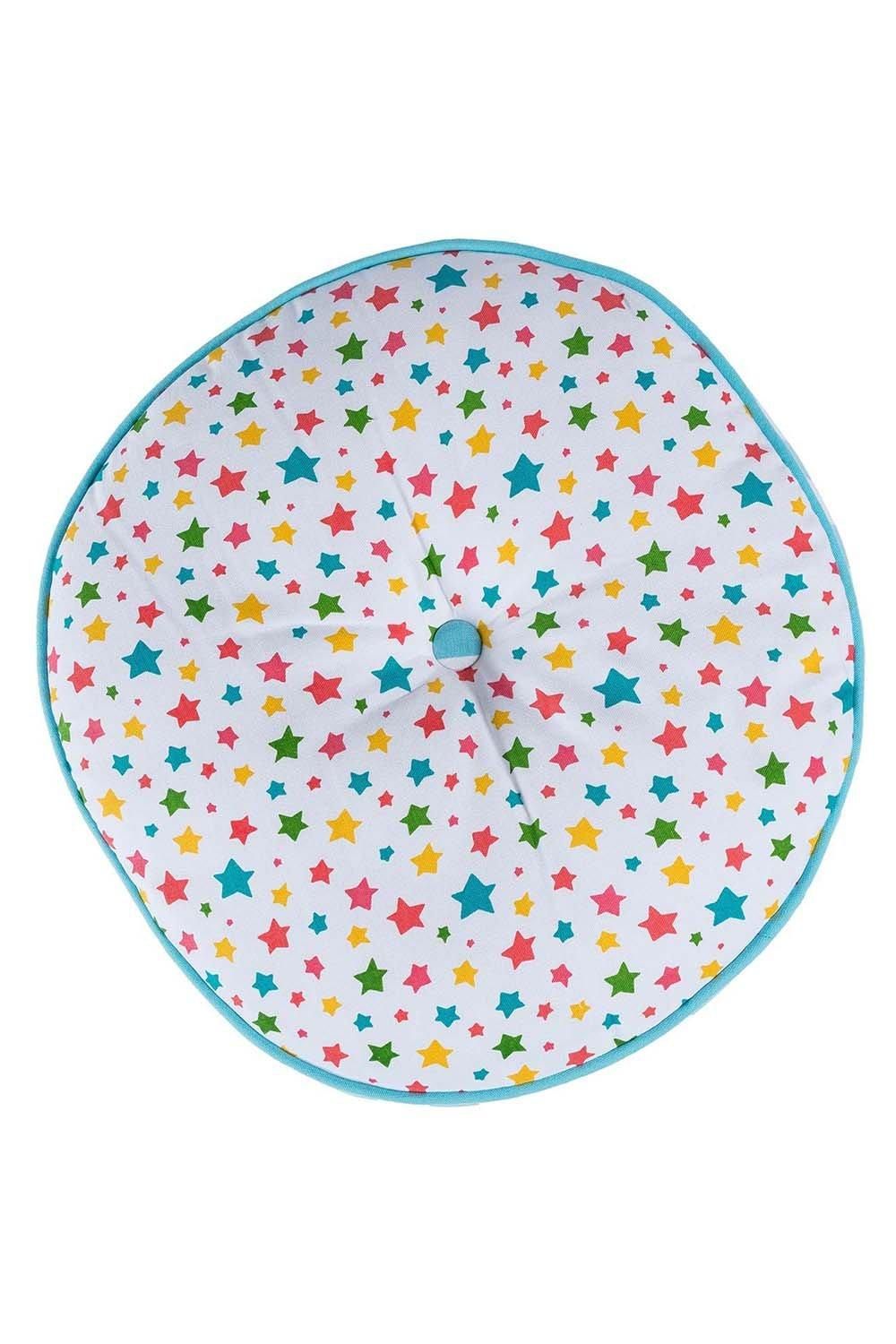 Homescapes Multi Stars & Blue Stripes Round Floor Cushion