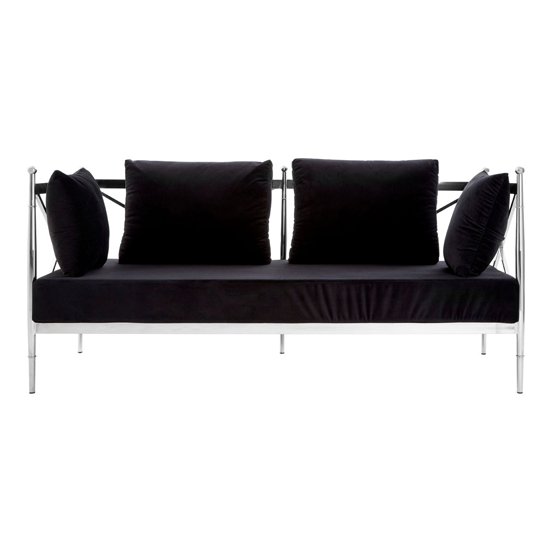 Kurhah 2 Seater Sofa In Black With Silver Lattice Arms