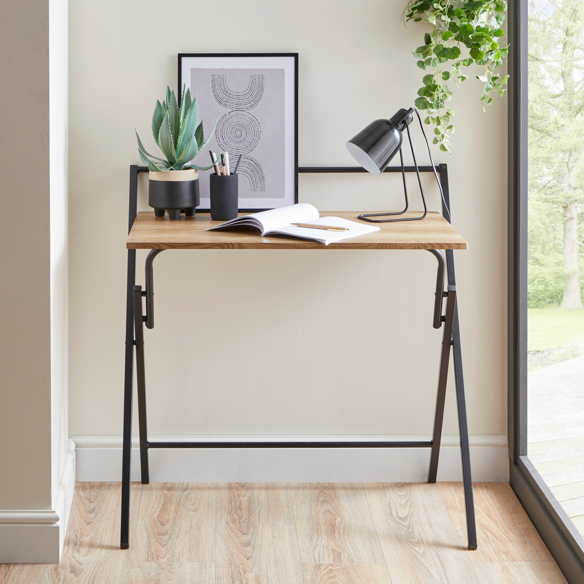 Evelyn Oak Effect Folding Desk Light Oak