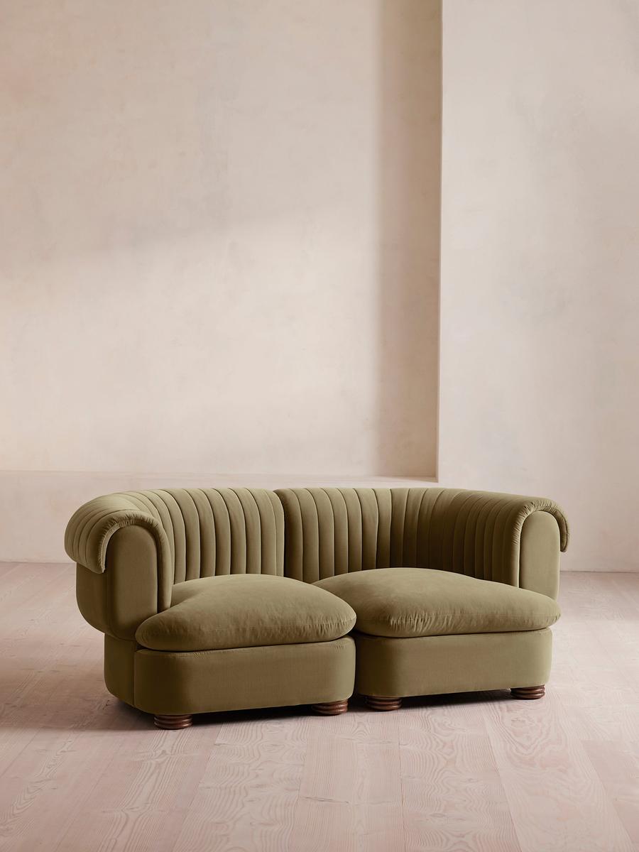 Rava Modular Sofa, Three Seater, Velvet, Lichen