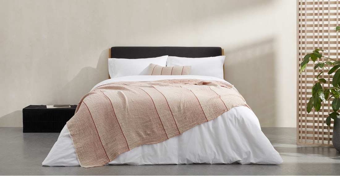 Tallis Organic Cotton Bed Throw 150 x 200cm, Terracotta