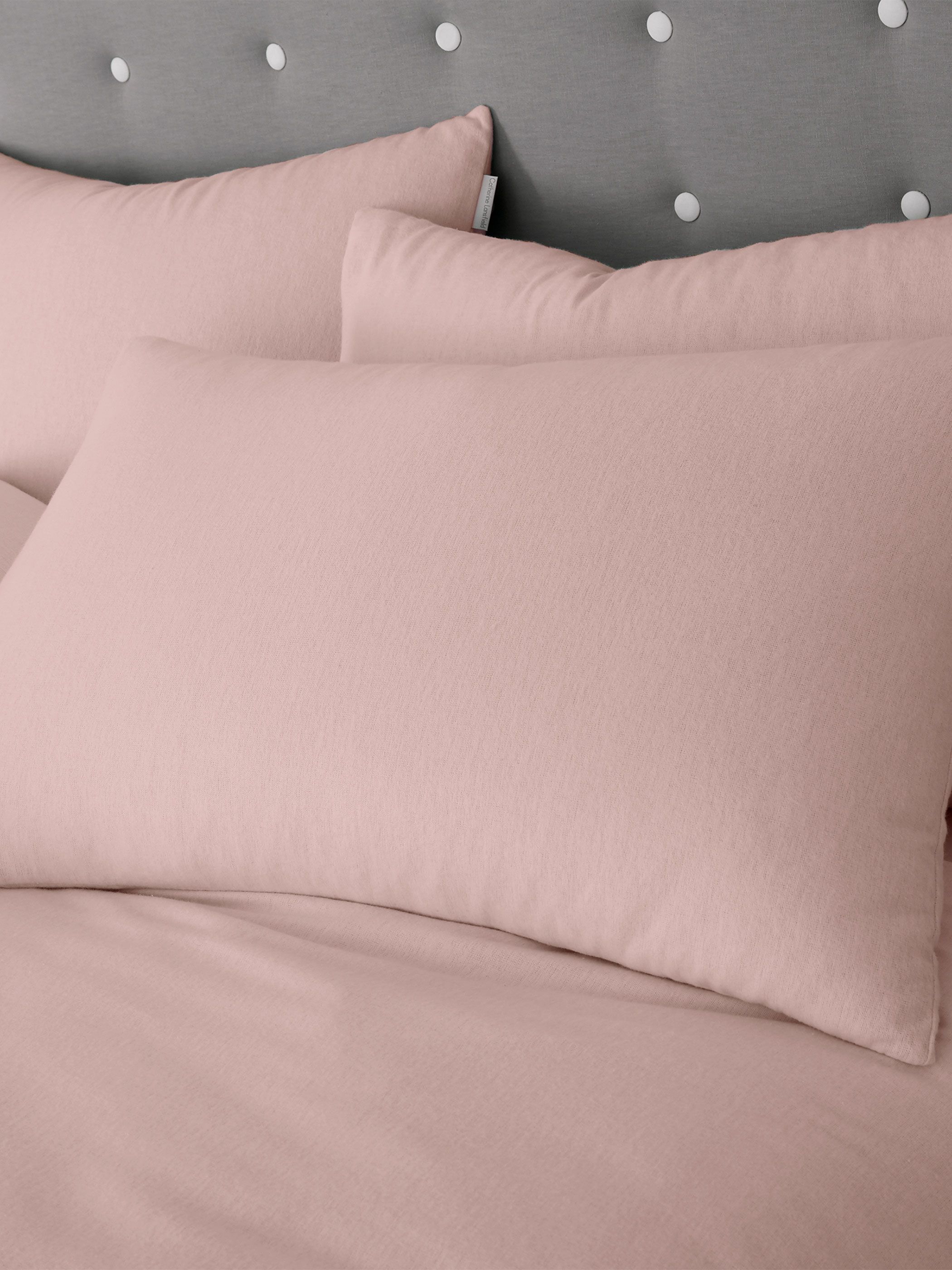 Catherine Lansfield 'Brushed Cotton' Pillowcase Pair in Pink
