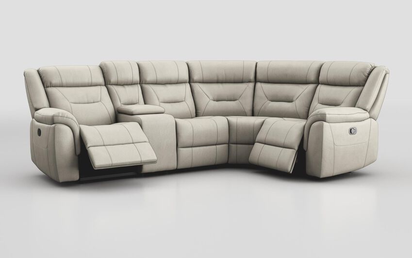 White Ainsdale 2 Corner 1 Manual Sofa with Console