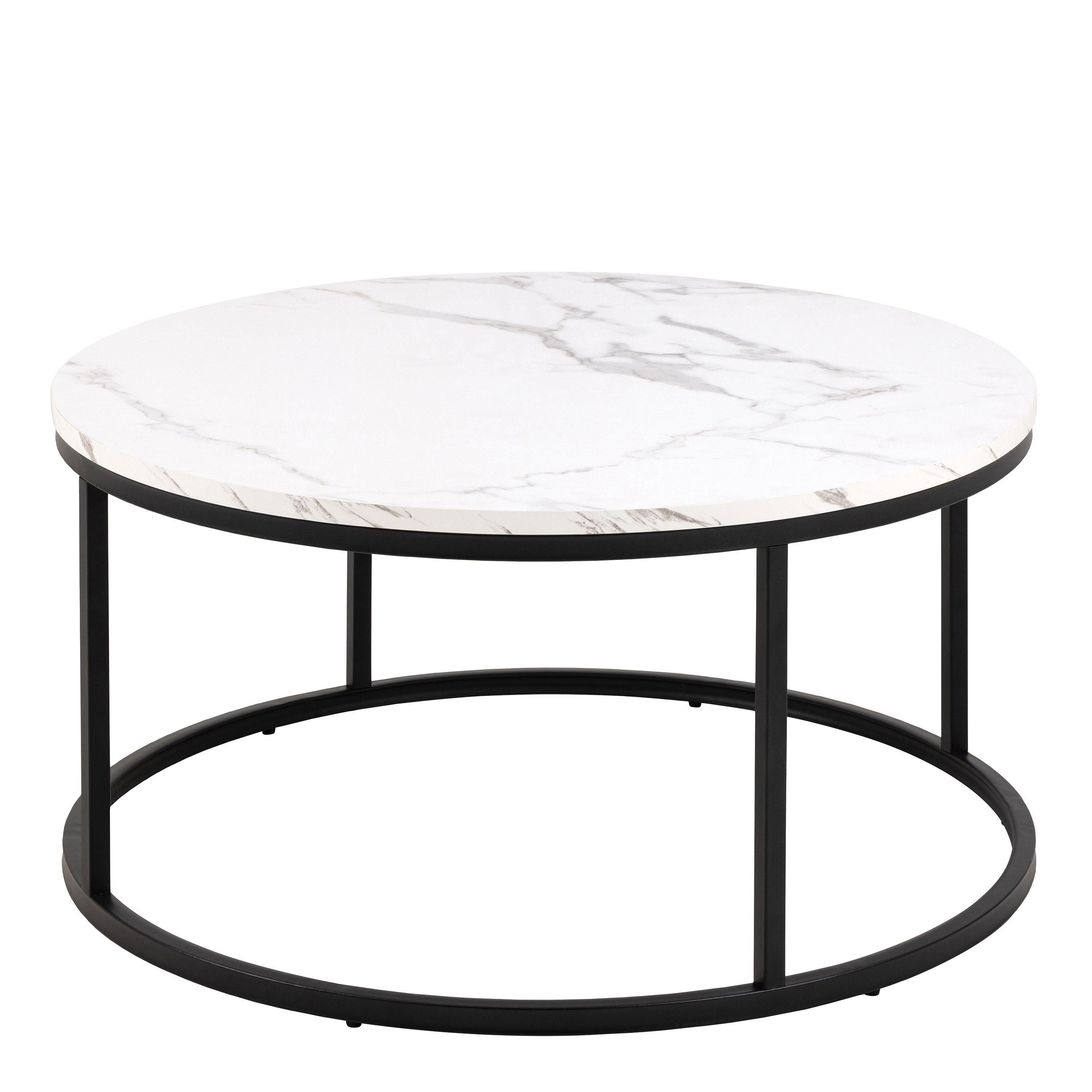 Furniture To Go Spiro Coffee Table with White Marble Melamine Top & Black Legs