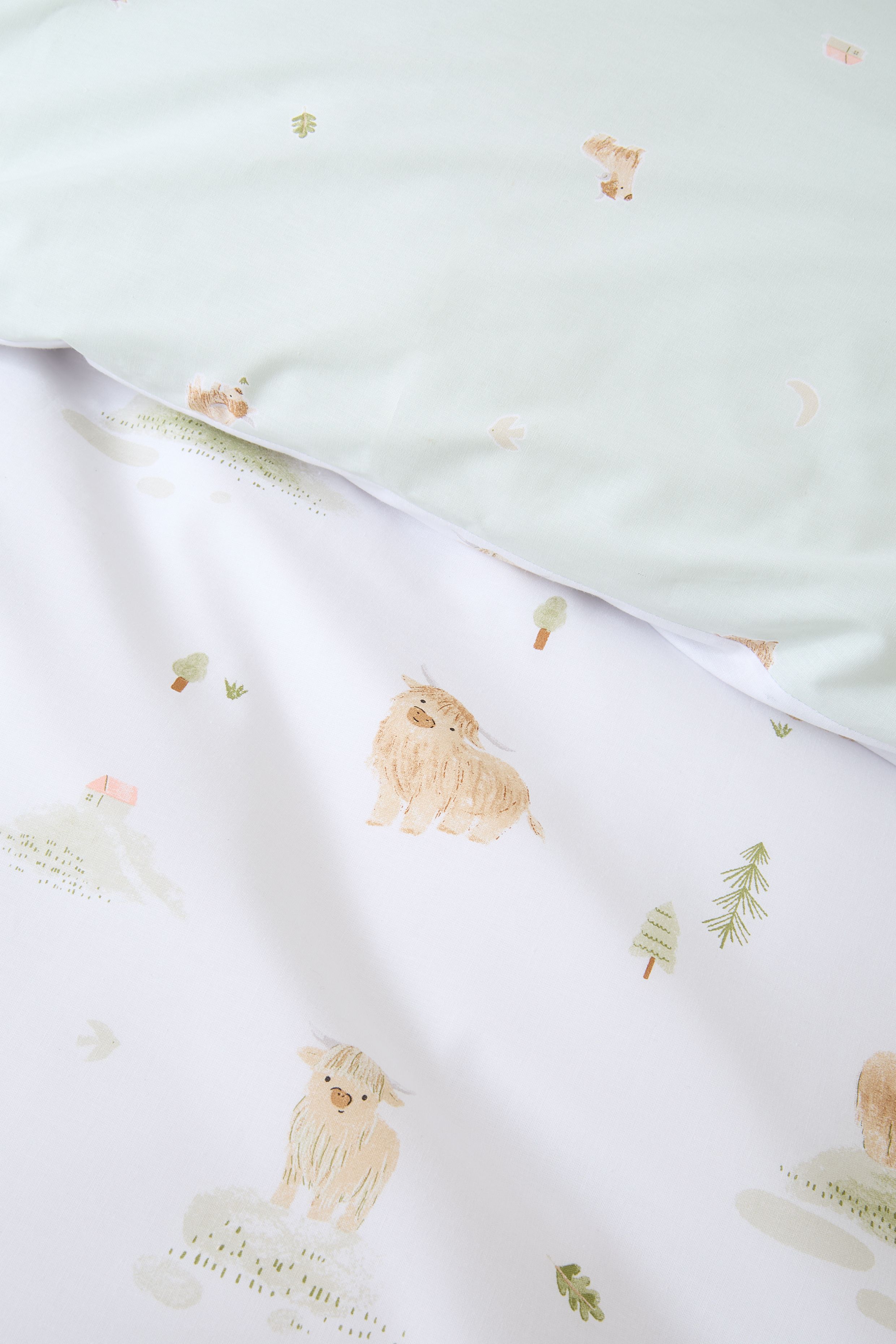Bianca 'Mini Moo Cow' Reversible Cotton Duvet Cover Set in White 5