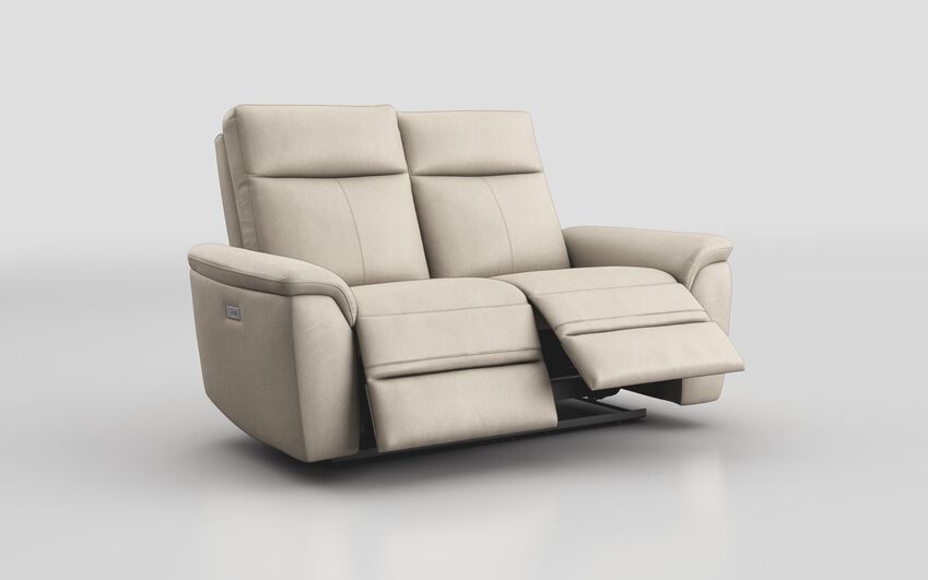 White Badia 2 Seater Power Recliner Sofa