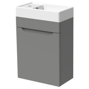Wickes Malmo Dust Grey Cloakroom Wall Hung J Pull Vanity Unit & Basin - 580 x 400mm