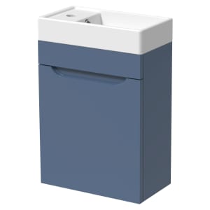 Wickes Malmo Misty Blue Wall Hung J Pull Vanity Unit & Basin - 400mm