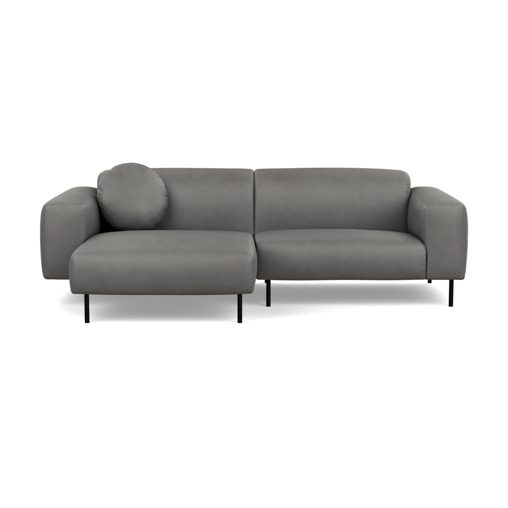 Heal's Luna Left Hand Facing Corner Chaise Sofa Luxury Leather Slate Black
