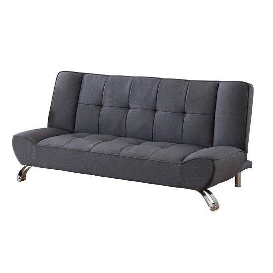 Vanessa Linen Fabric Upholstered Sofa Bed In Grey