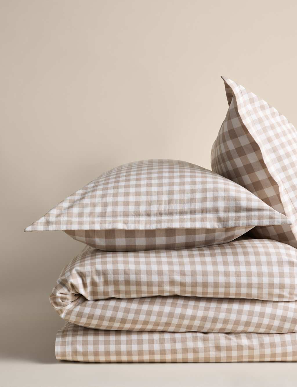 M&S Pure Cotton Gingham Reversible Bedding Set Linen
