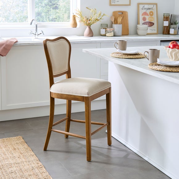 Betty Counter Height Bar Stool, Tiny Stripe Fabric