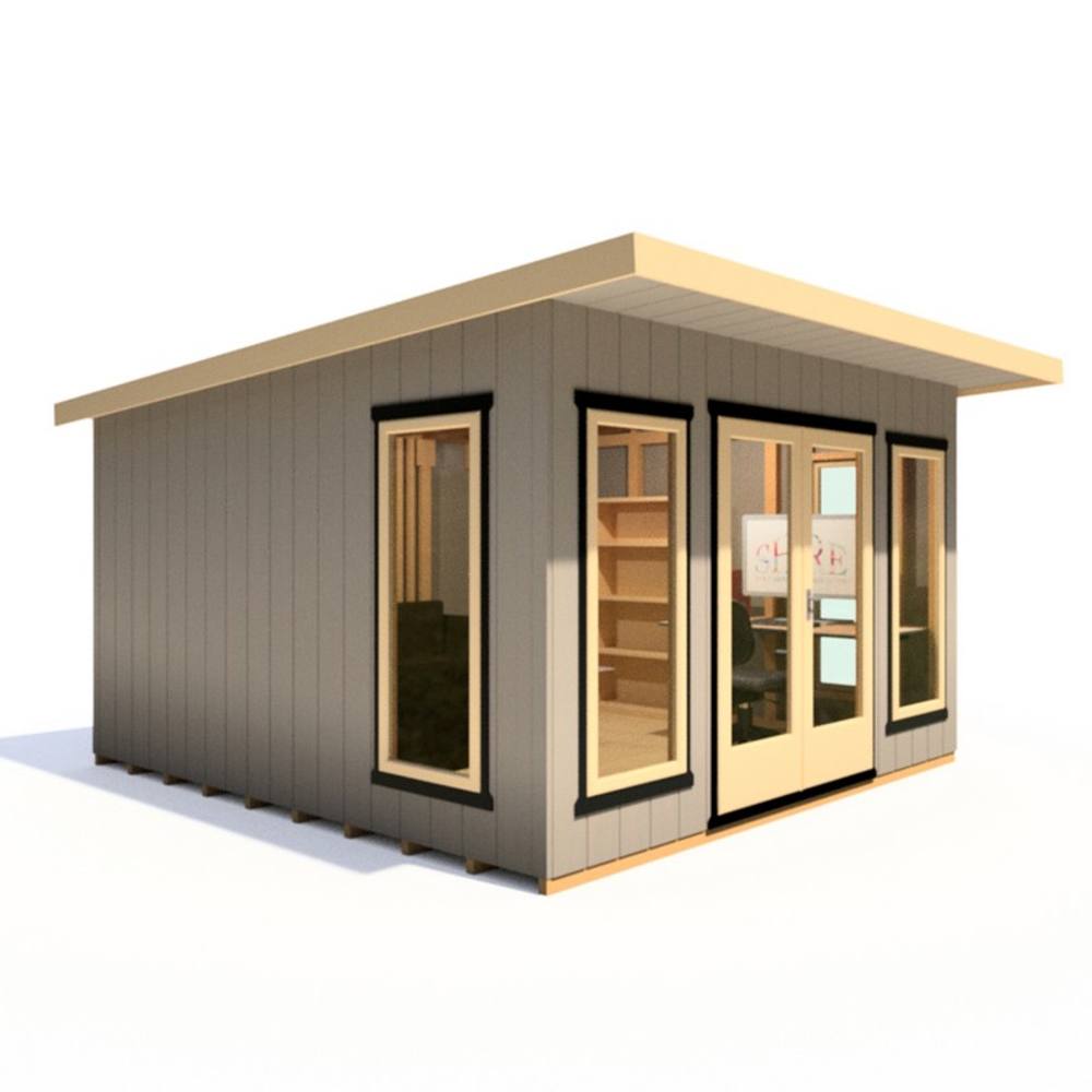 Shires Cali 12x12 Feet Pent 1 Garden Office - OSB/MDF - L456xW402xH246.1 cm in Grey 4