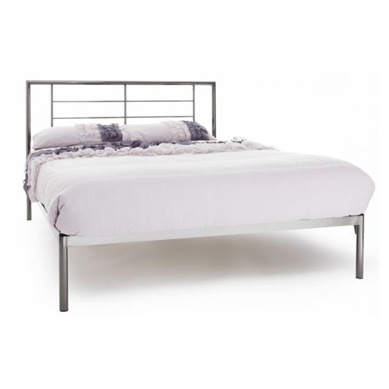 Zeus Metal Small Double Bed In Black Nickel