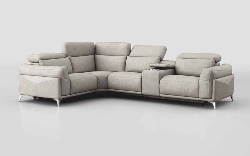 Cream Fabric Gattolino 1 Corner 2 Static Sofa with Manual Head Tilts & Console