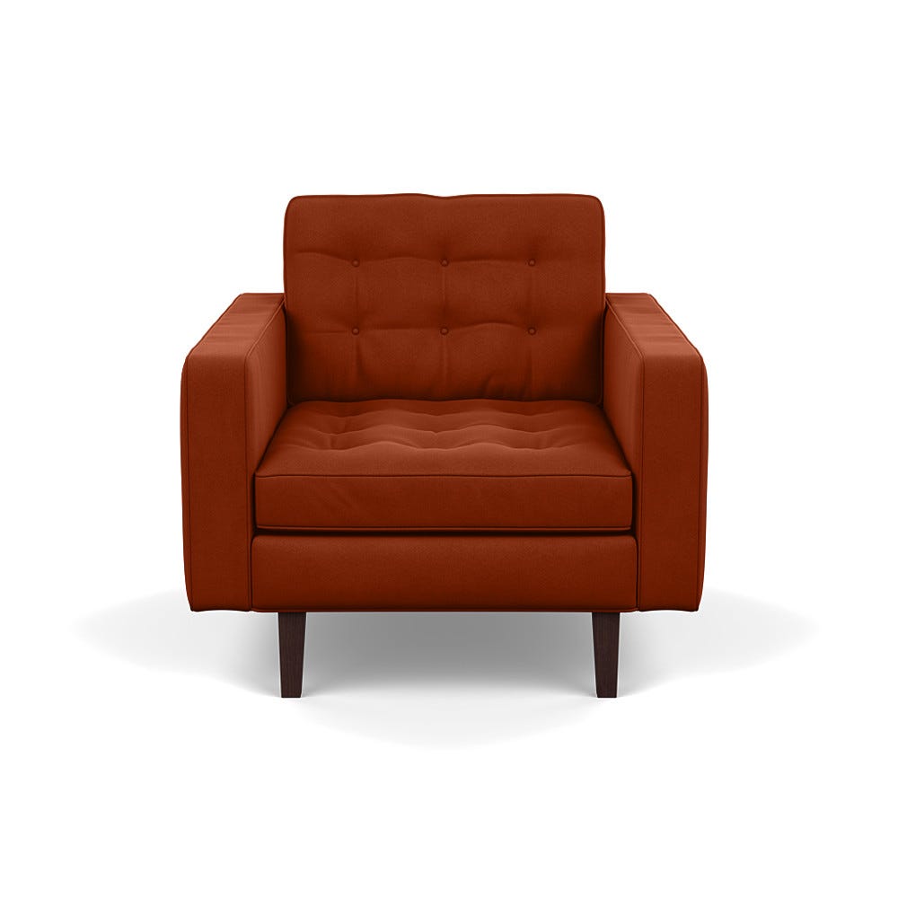 Heal's Hepburn Armchair Nobilis Velvet Rust Black Feet