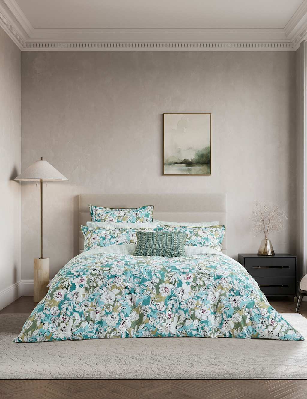 Bedeck of Belfast Pure Cotton Azmi Bedding Set Blue Mix