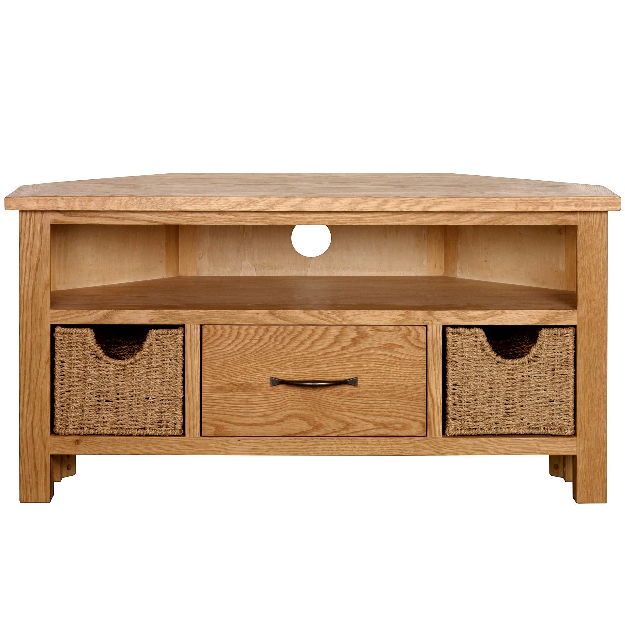 Sidmouth Oak Corner TV Stand Light Brown / Natural
